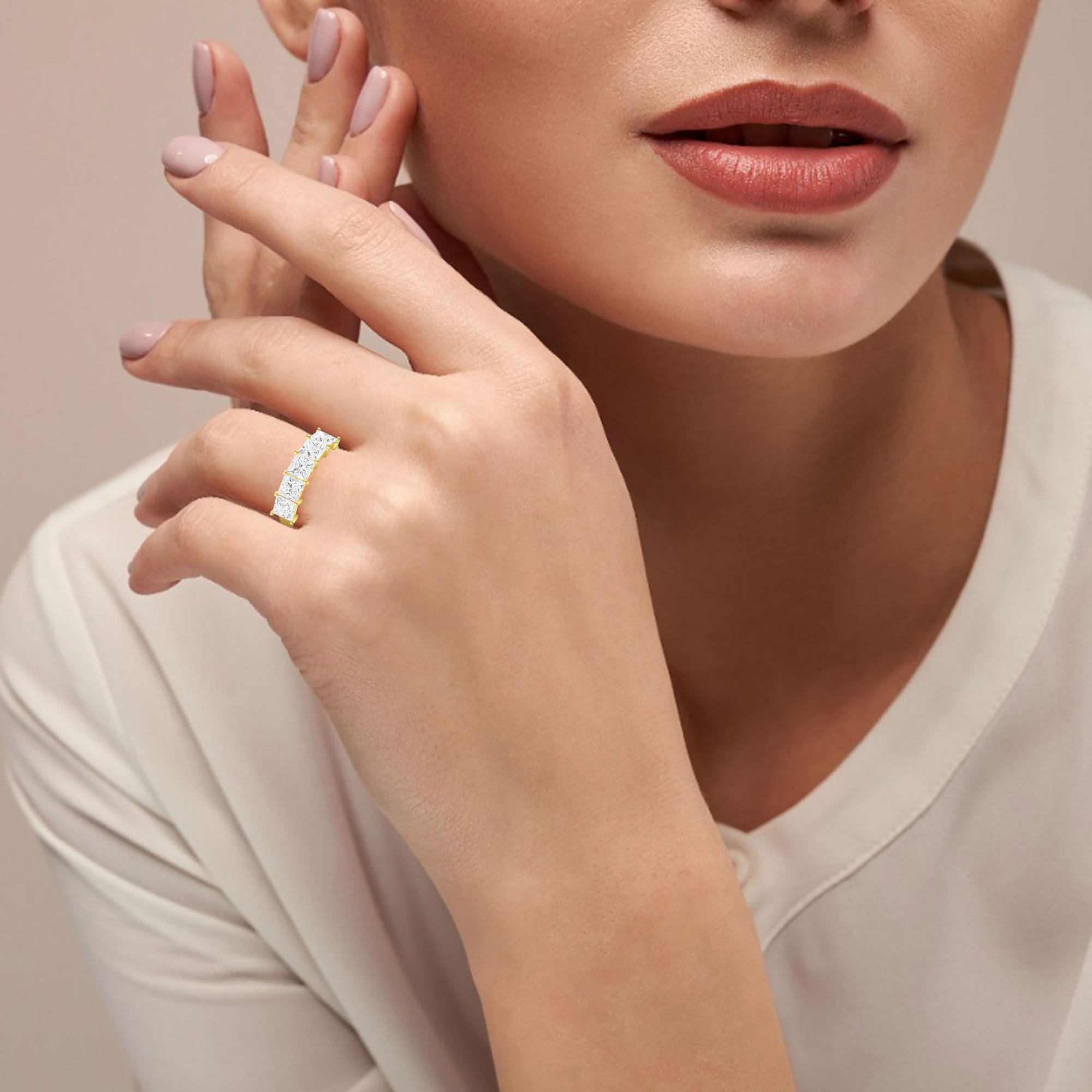 PRINCESS GLORY 5 STONE DIAMOND RING - 2